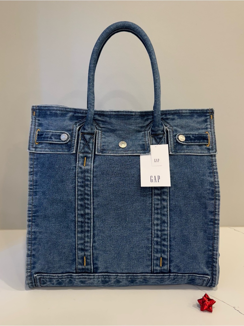 GAP Denim Five Pocket Tote LARGE Size Medium Wash NWT